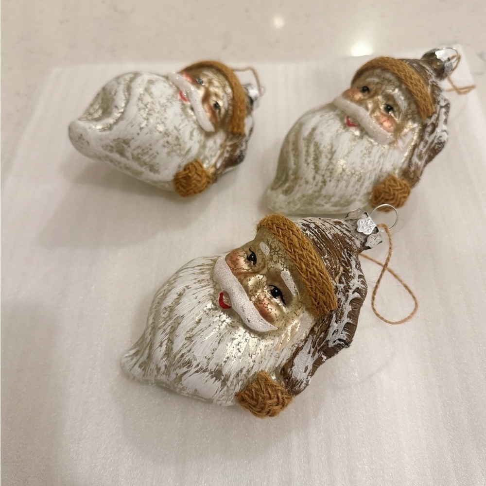 Vintage Santa Christmas tree ornaments set of 3 seasonal decor